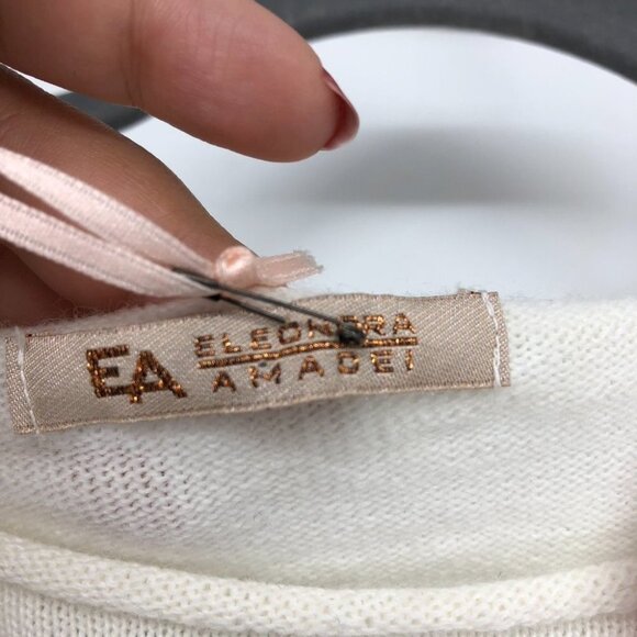 Eleonora Amadei NWT Wool blend Two Tone Grey Off White geometric print Sweater S - Picture 4 of 10